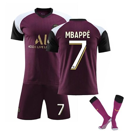 Barnfotbollströja Fotbollströja Hemma Borta Träningströja 21/22 20 21 Tredje Ställ Mbappe 7 20 21 Third Kit Mbappe 7