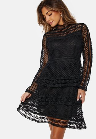 YAS Alberta LS New Lace Dress Black Klær