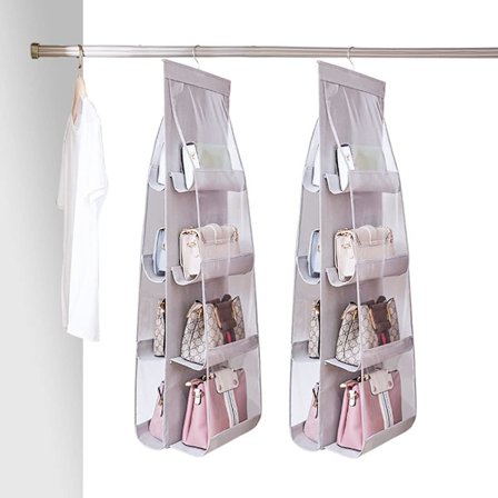 2 st 8 fack hängande plånbokshandväskeorganisatör genomskinlig hängande hylla väsksamling förvaring