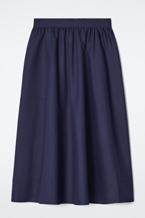 COS Women's Gathered A Line Midi Skirt in Blue