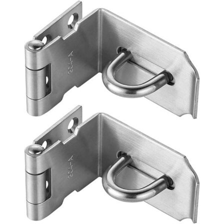IC Dørhasp 90 grader, sikkerhetsvinkel lås i rustfritt stål for skyve-/skyve-/ladudør, 1,5 mm tykkelse satin nikkel 2-pakning, 4 tommer