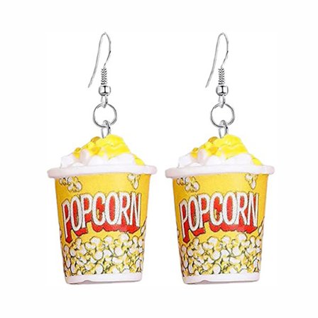 1 par örhängen för kvinnor Resin Drop Specialgjorda handgjorda söta flickor present Eardrop Roliga Snacks Popcorn Trendiga örhängen