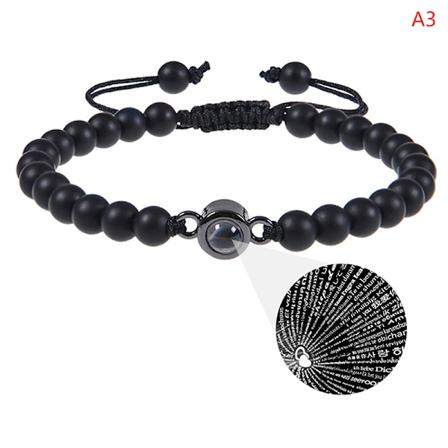 "Jeg elsker deg"" armbånd med personlig fotoprojeksjon Black B"