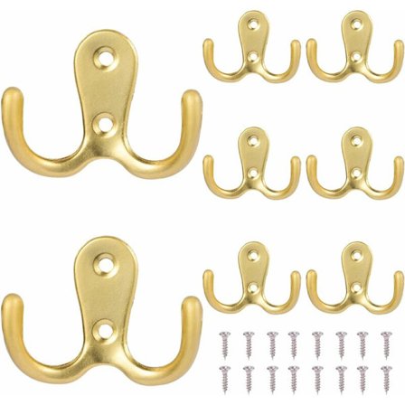 Knager 8 Stykker Vintage Knager Metal Knager Dobbelt Hul Vægknager til Badeværelse Toilet Køkken (Guld)