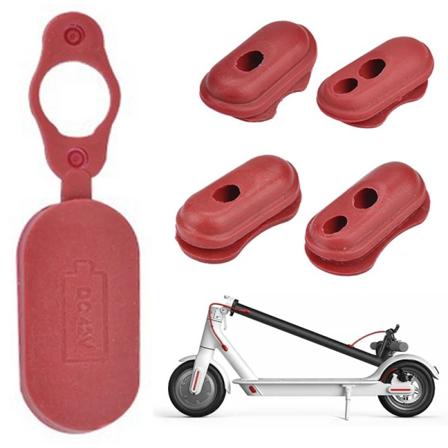 Laddningsport Vattentätt Lock Cover Xiaomi M365 Rött Silikon 4-delat Set
