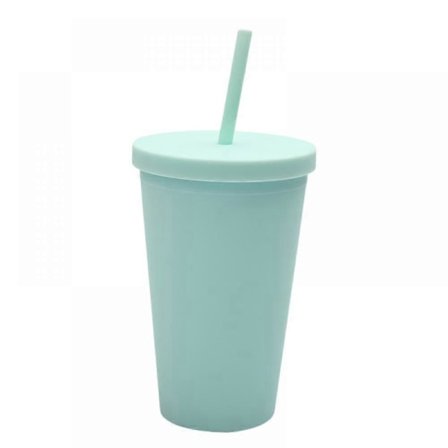 Ramfri Plastmugg med Lock och Sugrör, Klassisk Isolerad Plastmugg, Återanvändbar Isolerad Plastmugg med Sugrör, för kalla drycker, sandis, wha