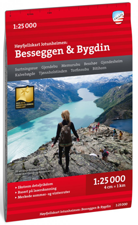 Calazo Høyfjellskart Jotunheimen: Besseggen & Bygdin 1:25 000 - Calazo
