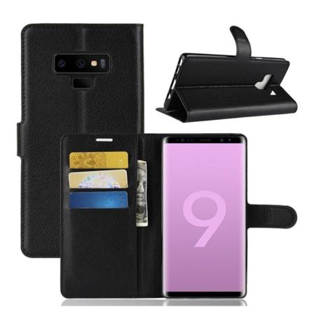 Samsung Galaxy Note 9 mobilfodral syntetläder silikon stående plånbok - Svart Svart