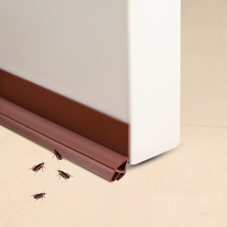 Självhäftande dörrbotten, damm- och ljudtätningslist, dörrbottenfog, lämplig för ljudisolering, kylskydd (brun, 93 cm)