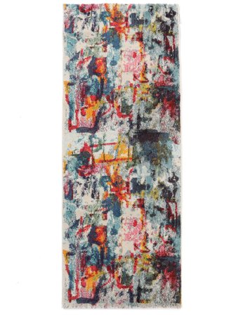 Leloudo 80X200 Petit Multicolore Abstrait Couloir Tapis