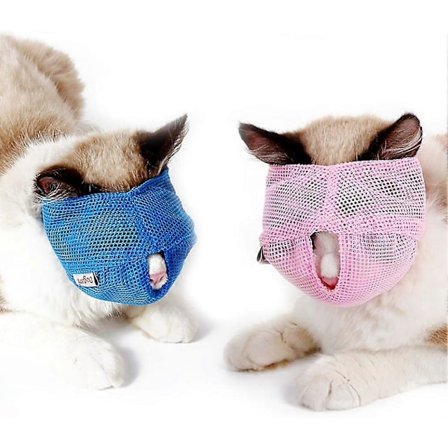 Kattmunkorg andningsbar mesh husdjursmunkorg skönhet anti-kattmask anti-bit och anti-tugg (L, blå) LGL