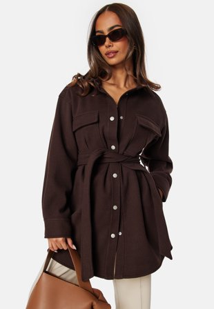 BUBBLEROOM Sonya Shirt Jacket Dark brown Klær
