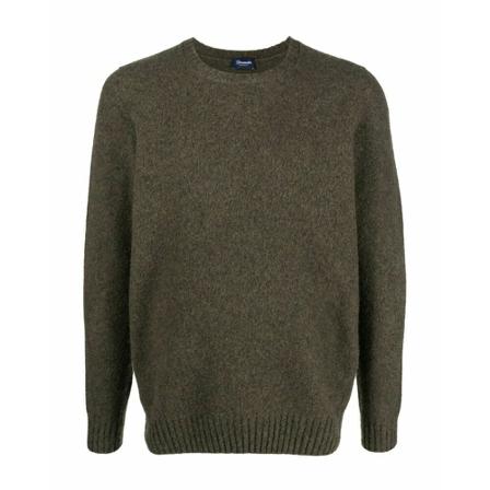 Drumohr Round-neck Strik Grøn, Herre Strik, Størrelse: L