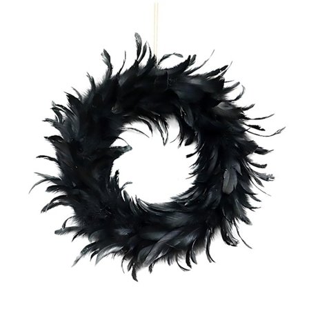 Halloween Svart Fjær Blomsterkrans Vegg Dør Henger Festival Fest Dekor