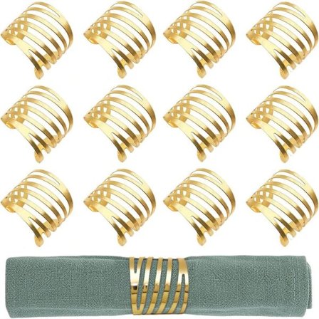 Servietringe Sæt med 12 Guld Servietholdere til Bryllup