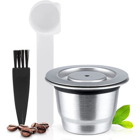 Genopfyldelige og genanvendelige rustfrie stål Nespress-kapsler, der er kompatible med Nespress-maskiner