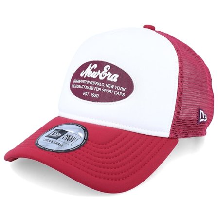 New Era - Oval Foam Patch White/Cherry A-Frame Trucker Trucker Red Cap - @ Hatstore
