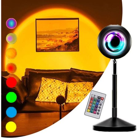 Solnedgångslampa projektor, solljuslampa projektion wit