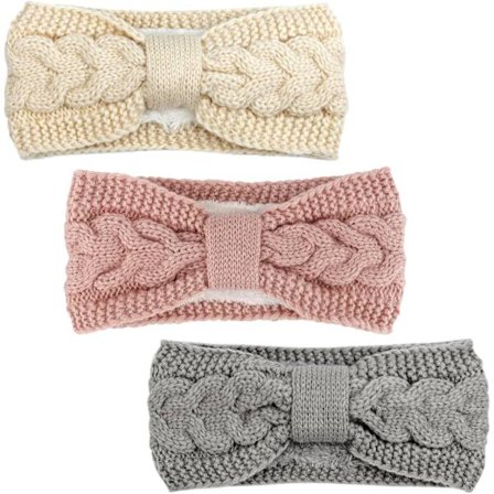 Varmt strikket pandebånd til kvinder, vinter ørevarmere, hæklede hovedbeklædninger, tykke fleeceforede hårbånd