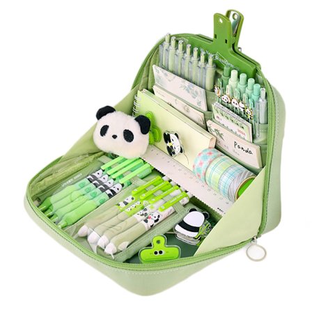 Skolestart skrivesaker boks 12 lag stor kapasitet pennal multifunksjonell skrivesaker veske - Grønn