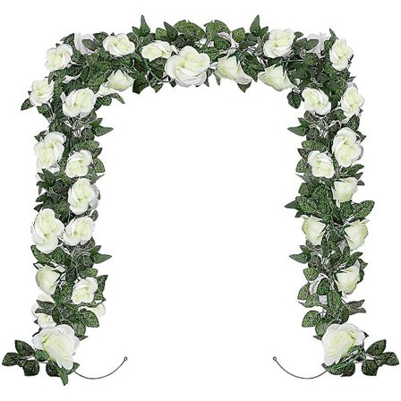 2-pak Blomstervinne Kunstig Hvit Rosekrans Blomster Vine Falsk Blomster