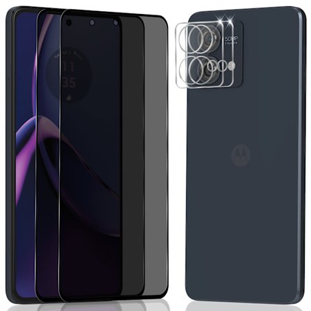 2-Pack Motorola G84 Privacy Skärmskydd & 2-Pack linsskydd - Härdat Glas 9H - Super kvalitet 3D