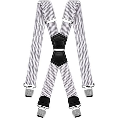 Hvide seler til mænd - One size - X-stil - Stærke clips - Va