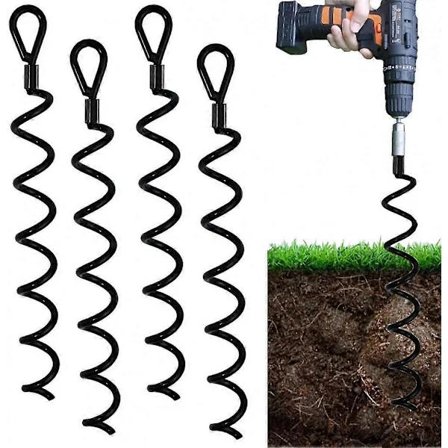 18 tommer spiral jordanker kraftigt skuranker sæt ideelt som hundesnor, sikring af dyr, _Specialgave