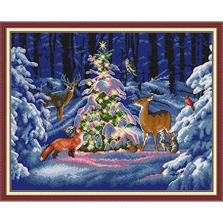 Ristipistokit, Leimattu Täysi Valikoima Kirjonta Aloituspaketteja Aloittelijoille DIY 11CT 3 Lankaa - Jouluvalot (Painettu) 21.7×17