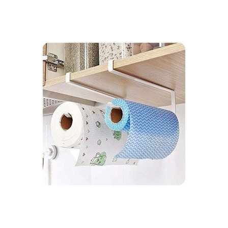 Kjøkkenrullholder til å feste på skapdør og under skap, 2 håndkleholdere under skap, uten boring for kjøkken og bad KLB