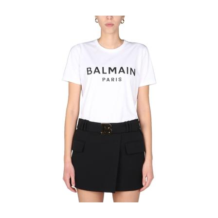 Balmain Logo T-Shirt vit, Dam, Dam, Storlek: L