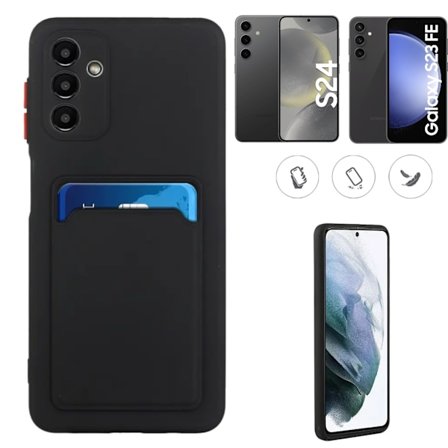 Musta korttikotelo suojakotelo Samsung S24/S23FE - VALITSE: