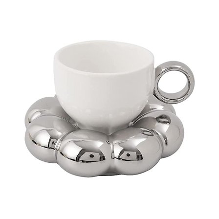 Blommig Kaffekopp och Fat Set Söt Mugg och Fat Set Porslin Kaffekopp med Solrosfat Latte