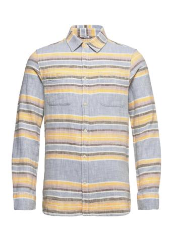 Custom Fit Horisontal Striped Shirt Skjorte Uformell Blå Knowledge Cotton Apparel*Betinget Tilbud