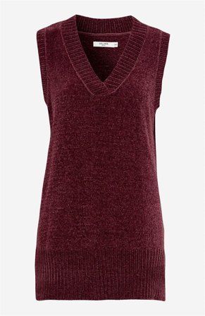 Cellbes of Sweden - Blød vest i chenille i vinrød til damer i størrelse 34/36
