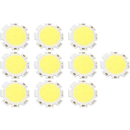 10 st runda COB 3W hög effekt LED-chip glödlampa ljus vit