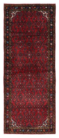 Tapis D'orient Hosseinabad 115X290 De Couloir Noir/Rouge Foncé (Laine, Perse)