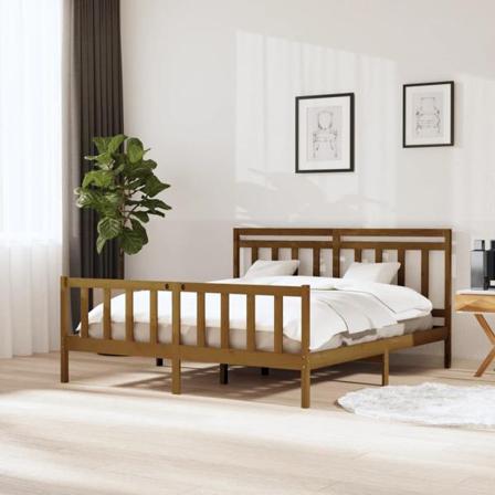 Vidaxl Sängram Honungsbrun Massivt Trä 180x200 Cm Brun