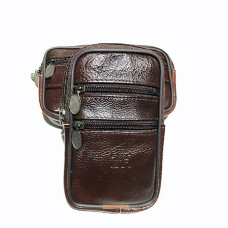 Miesten naiset Fanny Pack -vyölaukku Matkapuhelin Miesten paksunnettu aito nahkavyö matkapuhelin [Thick top layer leather] Vertical