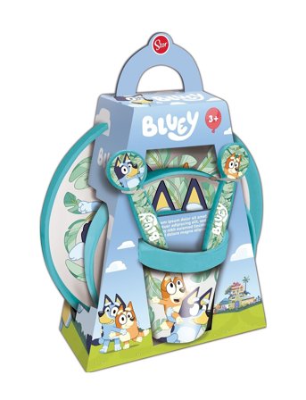 Bluey Bluey, 5-Delt Skridsikker: Tallerken/Skål/Bæger/Bestik - Blue - ONE SIZE