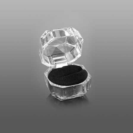 Clear Crystal Ring Presentaskar Octagon Square Ring Förvaringsbox Akryl Ring Boxar för Ring Sammet Insats Svart Vit Röd
