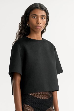 Soft Goat - Woven Top - Women cashmere sweater - S - Black