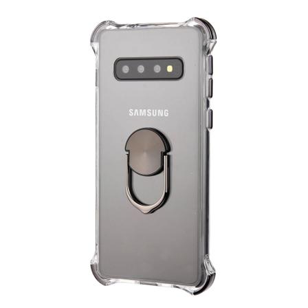 Samsung Galaxy S10+ - Tukeva joustava suojus sormustelineellä Svart
