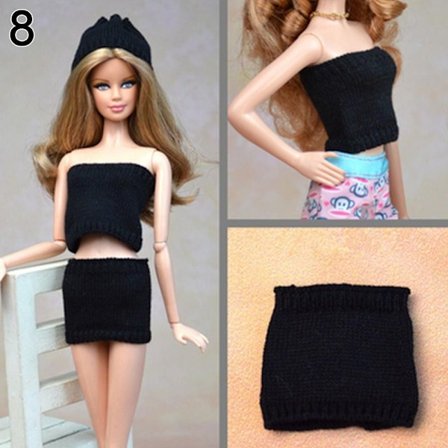 Docka stickad mössa Docka kjol 8 8