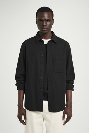 COS Men's Relaxed Brushed Cotton-Blend Shirt in Black