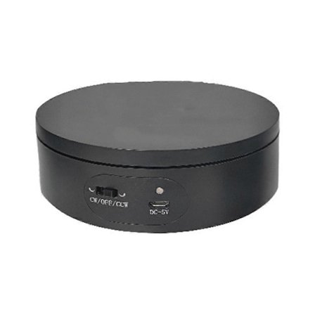 Fotograferingsdreieskive, 360 graders motorisert roterende plattform, automatisk elektrisk Lazy Susan for utstilling av smykker, klokker og mer (svart