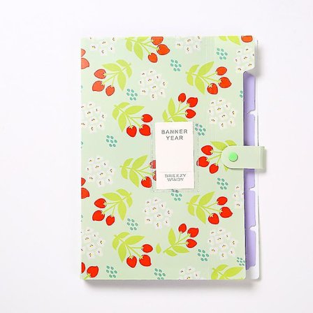 Blommig 6-rutnät Organ Bag Folder Filväska Data Infoga Förvaring Kontor Papper Test