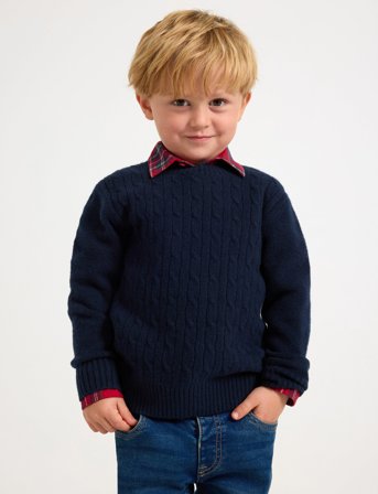 Lindex Sweater Knitted Cable - Navy - 98