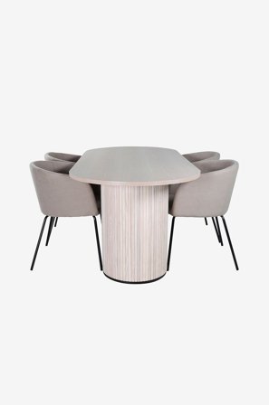 Venture Home - Spisegruppe Bianca med 4 spisebordsstole Berit - Hvid - Spisebordssæt 4 personer - Fra Homeroom