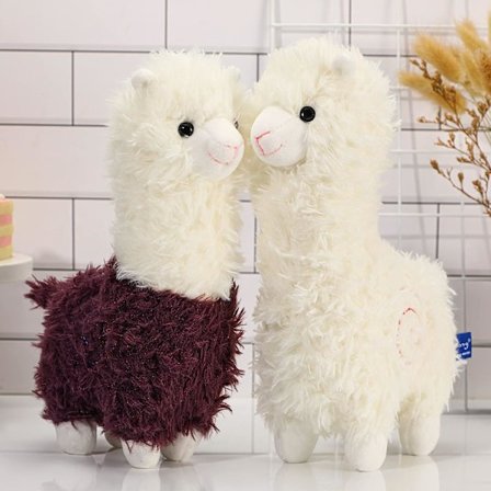 Alpaca plyschleksak 2 delar lama gosedjur 11 tum alpacka gosedjur Mjuk rosa lama plysch Alpaca gosedjur (vit, lila)